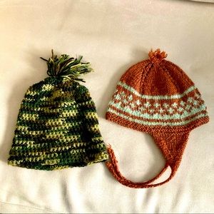 Bundle of Two Wool Blend Winter Knit Hats